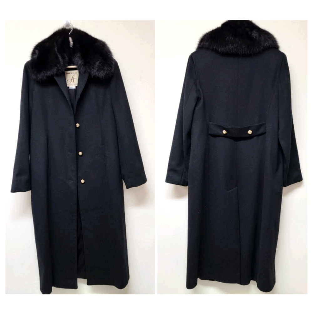 Real Fox Fur Trim Andrea Collection Wool Long Coat
